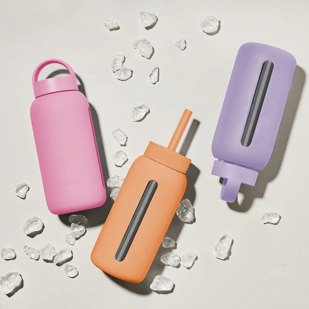 Silikónová slamka s čistiacou kefkou/s viečkom Tropical Papaya – Muuki