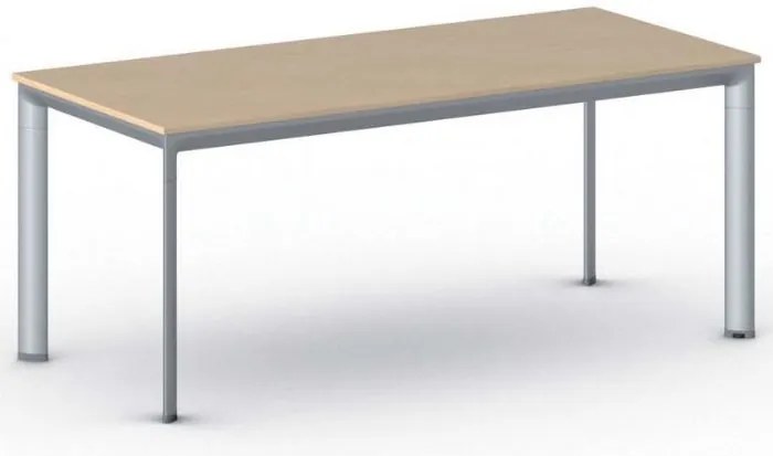 Rokovací kancelársky stôl PRIMO INVITATION, 180x80 cm, sivostrieborná podnož, buk