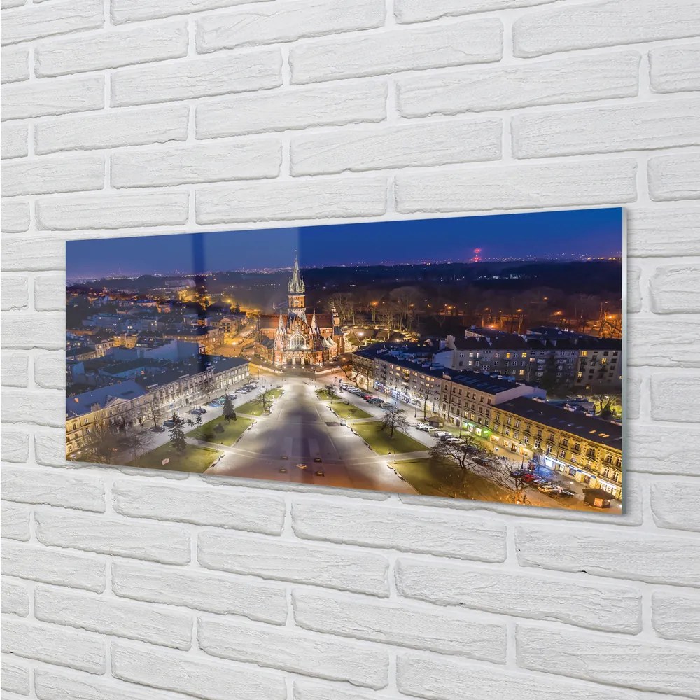 Obraz na akrylátovom skle Nočná panoráma krakow kostola 120x60 cm