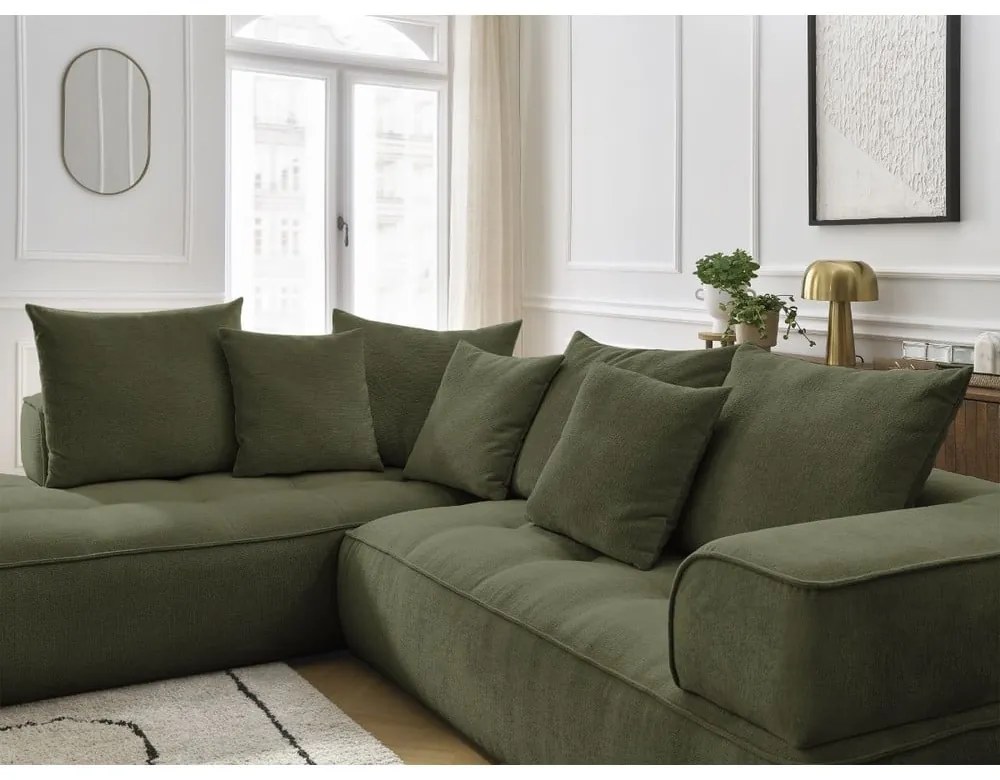 Zelená ženilková rohová pohovka (ľavý roh/do L) Whesley – Bobochic Paris