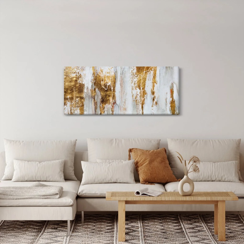 Obraz - Abstrakcia so zlatou (120x50 cm)