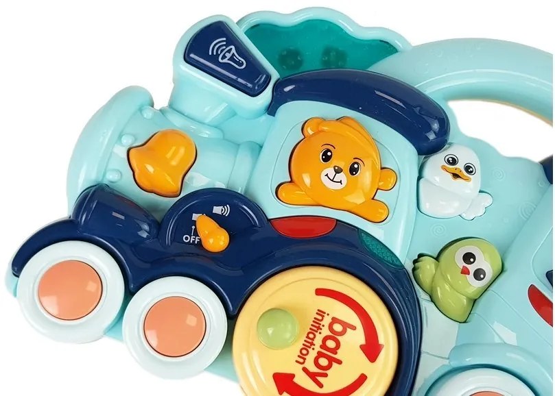 LEAN TOYS Interaktívna hračka pre deti – Lokomotíva - modrá