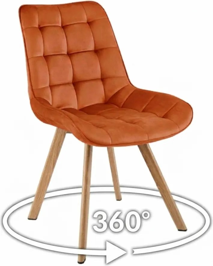 Stolička SORIA 360 – medený zamat / dubové nohy × 2