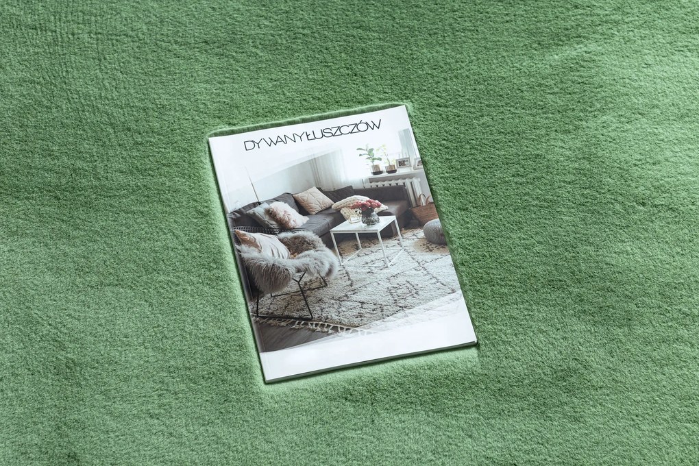 Koberec BUNNY, zelený, imitácia králičej kožušiny