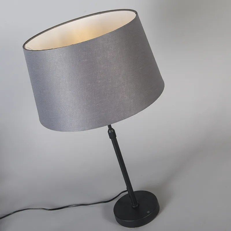 Stolná lampa čierna so sivým tienidlom 35 cm nastaviteľná - Parte
