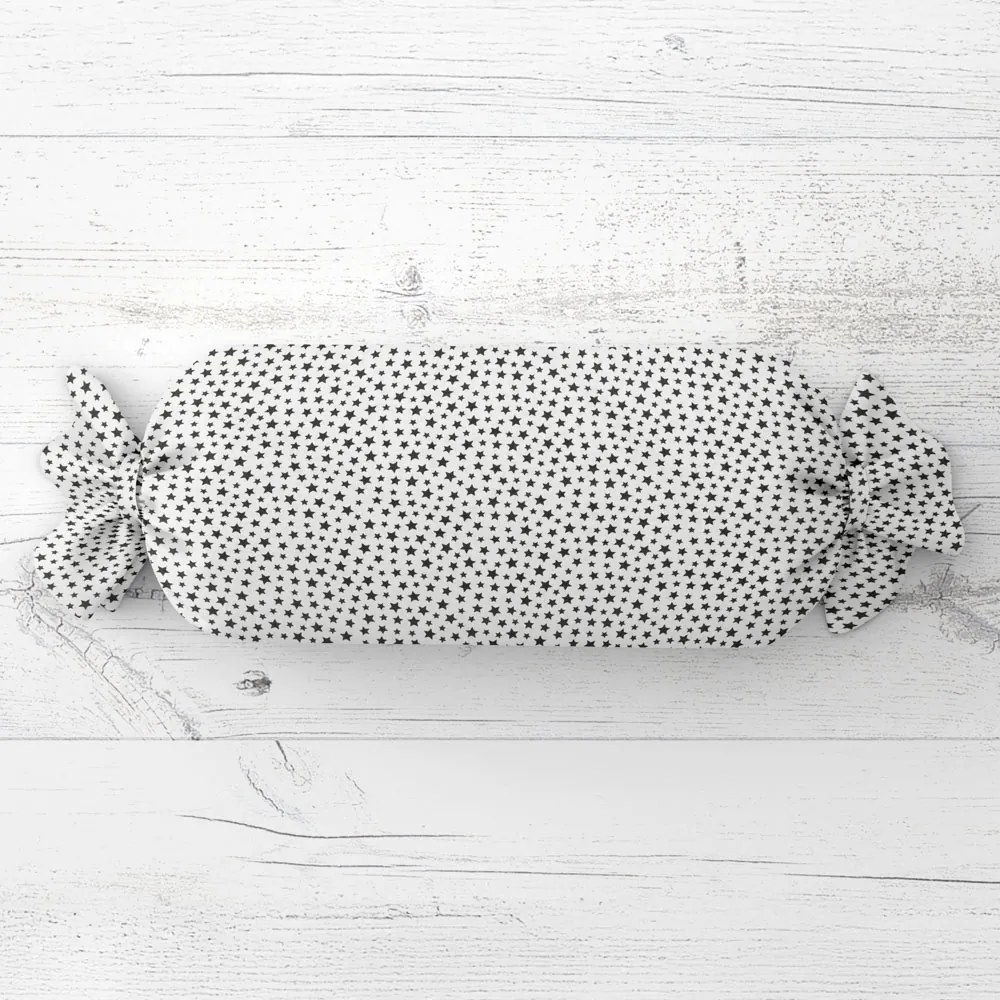 Biante Vankúš valec bonbon Sandra SA-310 Čierne hviezdičky na bielom 15x40 cm