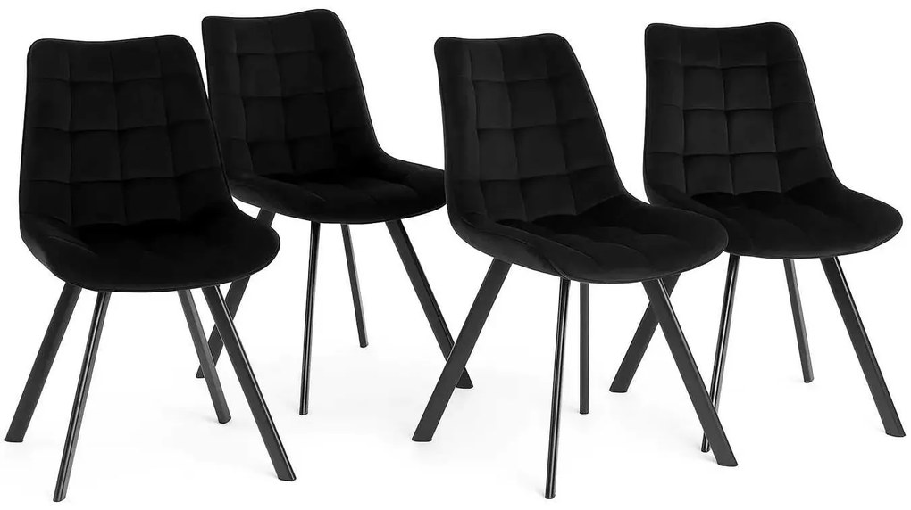 LuxuryForm DESIGN Stolička ORLEN VELUR - čierna - SET 4 ks