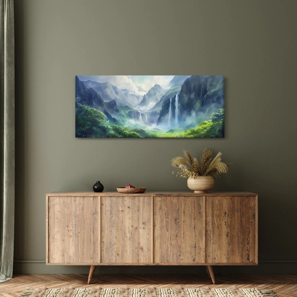 Obraz - Údolie vodopádov (120x50 cm)