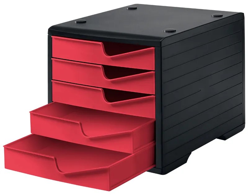 Triediaci box, 5 zásuviek, čierna/červená