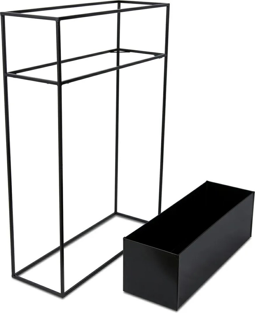 KOVOVÝ KVETINÁČ SO STOJANOM RECT 90X24X64 CM ČIERNA