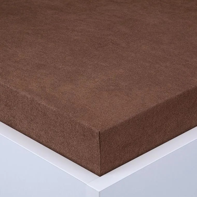 Napínacia plachta na posteľ froté EXCLUSIVE tmavo hnedá 160 x 200 cm