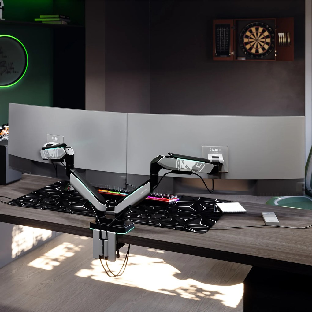 Dvojitý držiak na monitory 49 palcov, sivá-čierna RGB X-Arm Dual