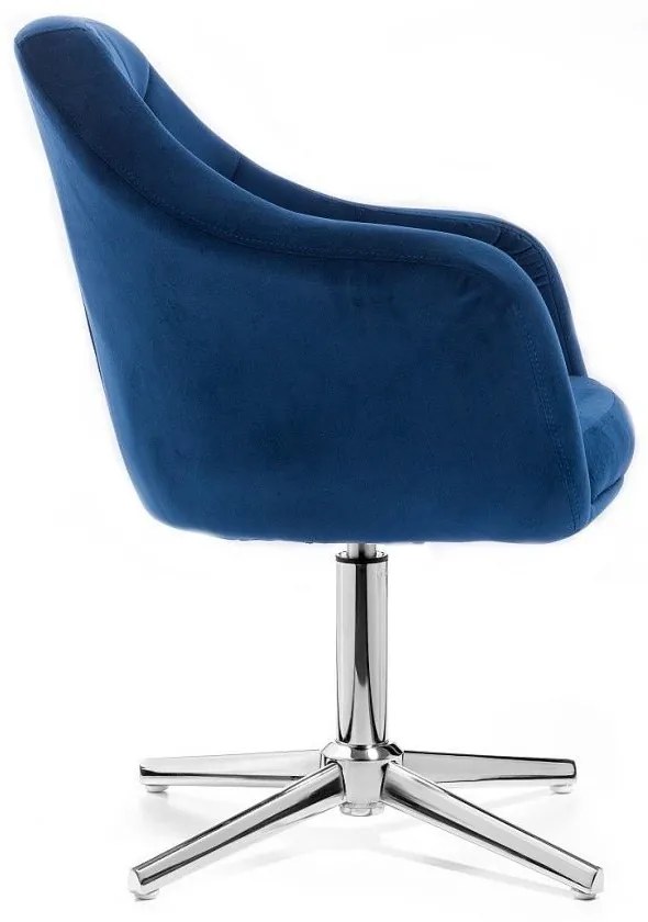 LuxuryForm DESIGN Kreslo ANDORA VELUR na striebornom kríži - modré