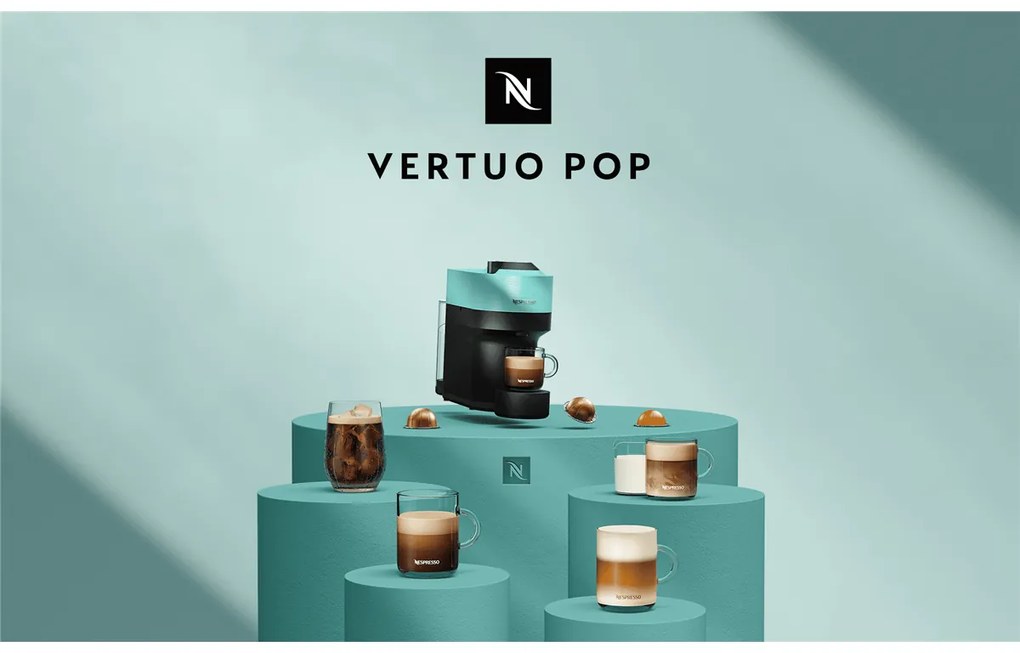 Kapsulový kávovar Krups Nespresso Vertuo Pop XN920410 menta (použité)