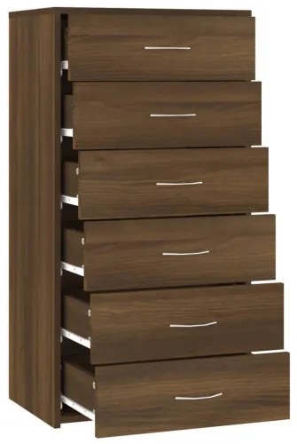 vidaXL Komoda so 6 zásuvkami hnedý dub 50x34x96 cm spracované drevo-