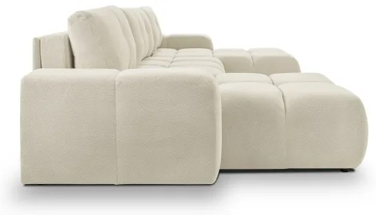 Rozkladacia čalúnená sedacia súprava do U ALMADA s úložným priestorom, béžová