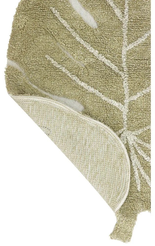 Kaki prateľný ručne tkaný bavlnený detský koberec 75x100 cm Mini Monstera Olive – Lorena Canals