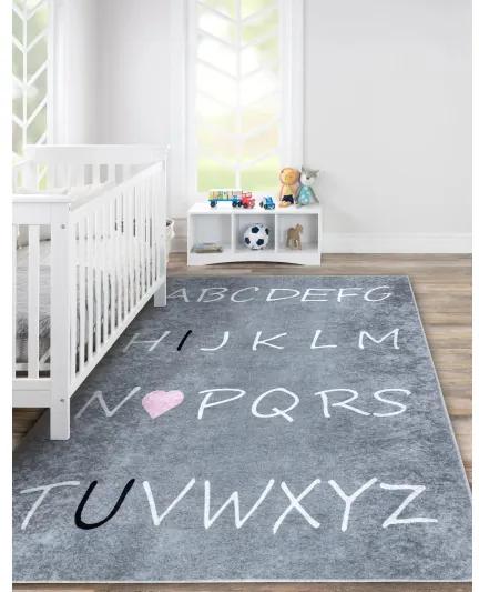 JUNIOR 52106.801 umývací koberec Abeceda pre deti protišmykový - sivá Veľkosť: 120x170 cm