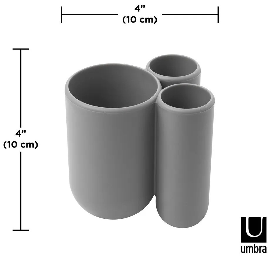 Sivý plastový téglik na zubné kefky Touch – Umbra