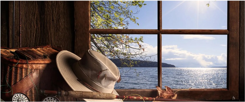 Obraz - Rybárska výbava (120x50 cm)