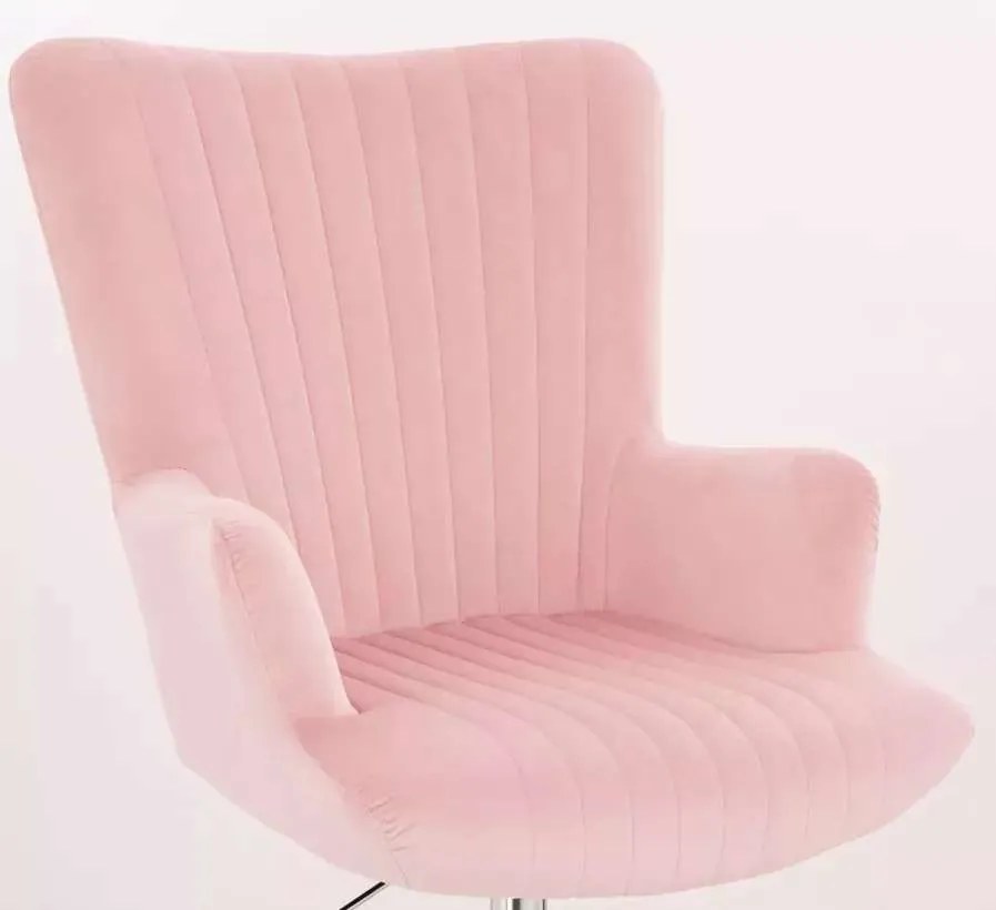 LuxuryForm DESIGN Kreslo AMADEO VELUR na striebornej podstave s kolieskami - ružové