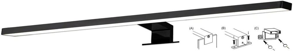 TOP LIGHT Svetlo nástenné Gila C XL, Čierna