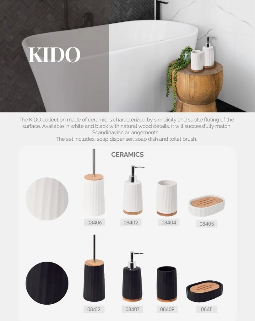 Erga Kido, keramický pohár na zubné kefky, čierna-hnedá, ERG-08409