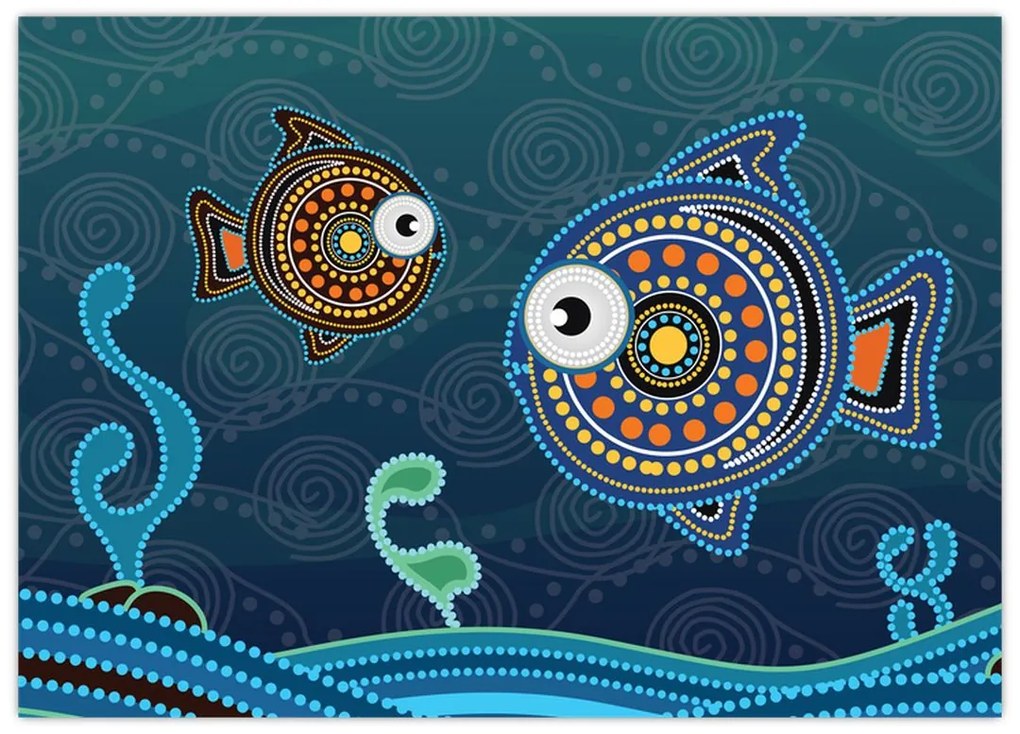Obraz - Maľované rybičky (70x50 cm)