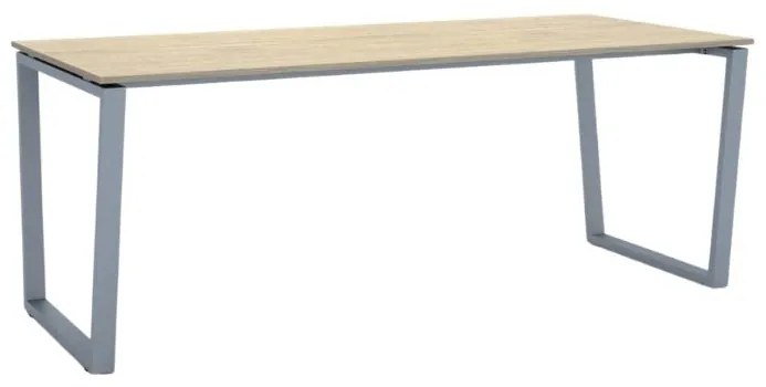 Kancelársky stôl PRIMO IMPRESS, sivostrieborná podnož, 2000 x 900 mm, dub prírodný
