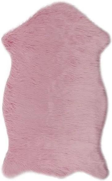 Ružový koberec z umelej kožušiny Dione, 100 x 75 cm