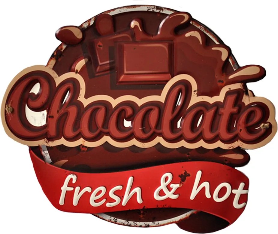 Hnedá kovová nástenná ceduľa Chocolate - 45*1*36 cm