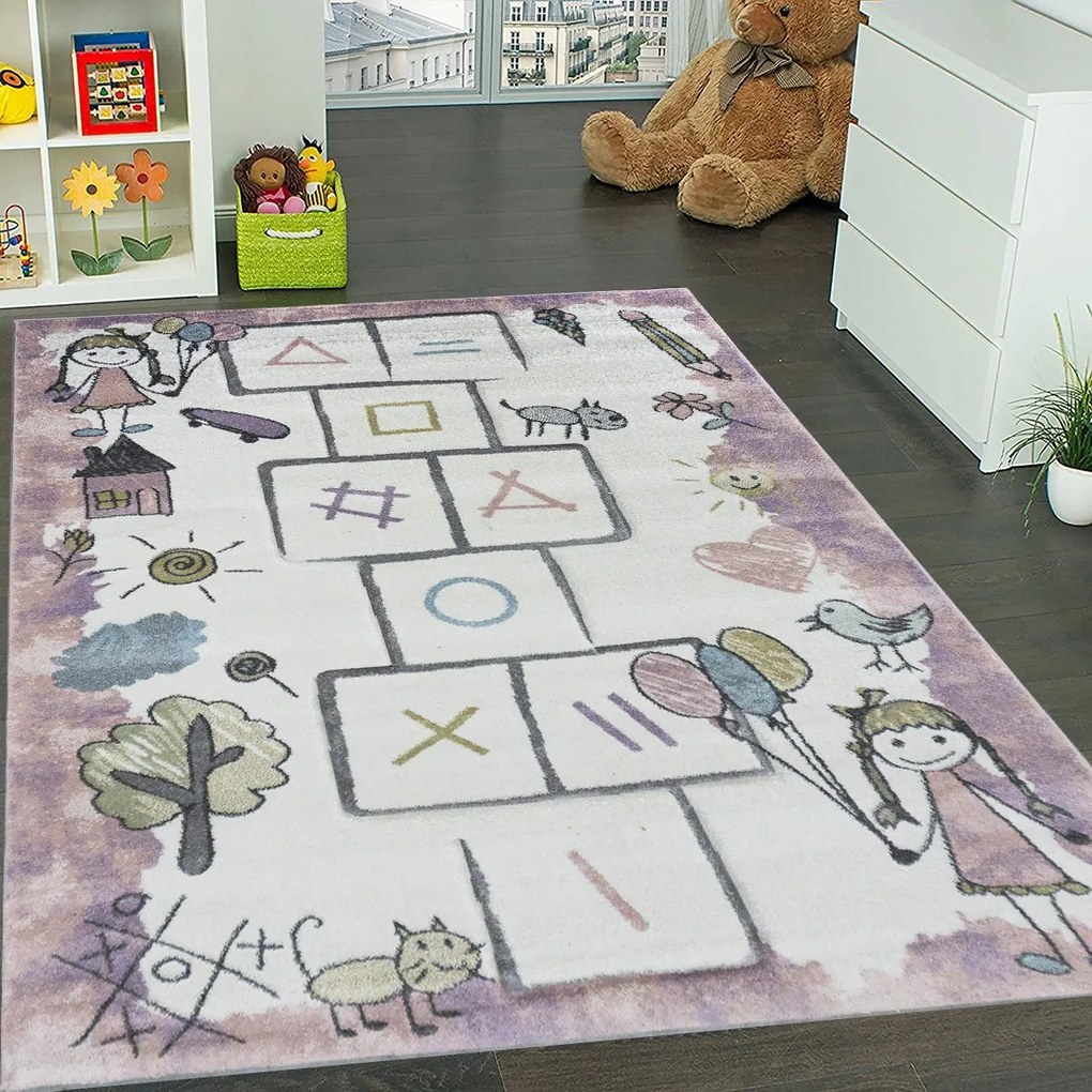 BE Detský koberec Smart Kids 22923 PINK – ružový obdĺžnikový, skákačka Rozmer: 160x230 cm