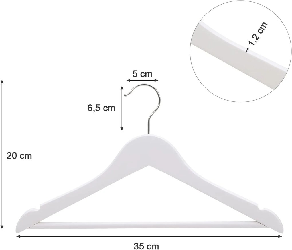 SONGMICS Detský drevený vešiak biely 35 cm 20 ks