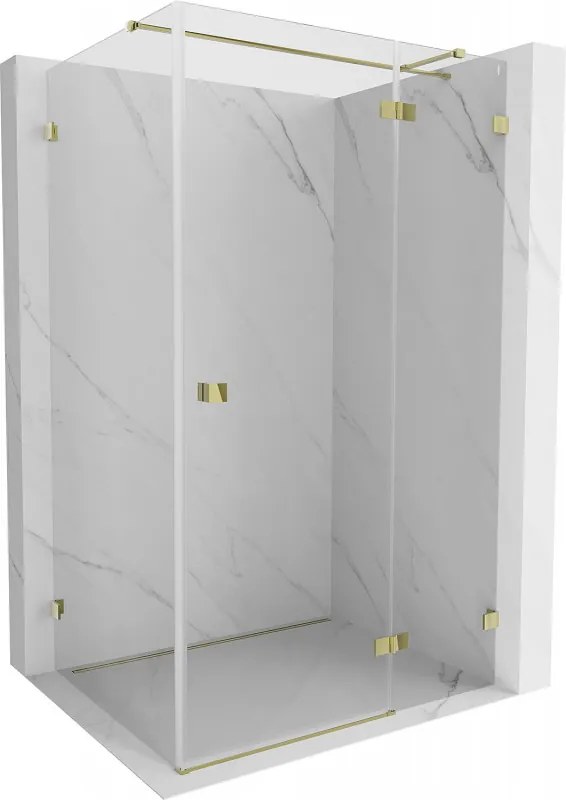 Mexen Lunar T, výklopný sprchový kút pravý 130 x 70 cm, 8mm číre sklo, zlatý profil, 834T-130-070-50-00-P