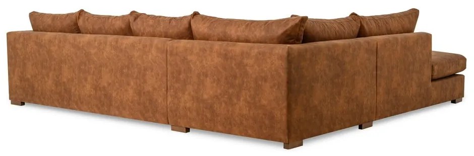 Koňakovohnedá rohová pohovka z imitácie kože (ľavý roh) Hamburg – Scandic