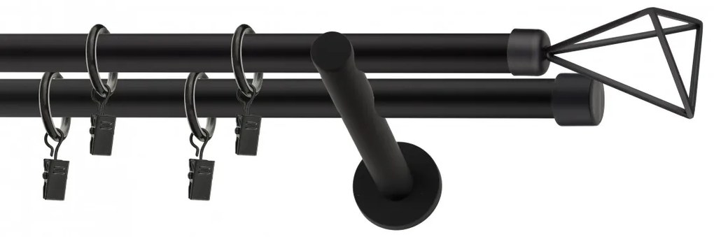 Dekorstudio Garniža dvojradová SPACE čierna-matná 19mm Dĺžka: 360cm, Typ príslušenstva: Bez príslušenstva