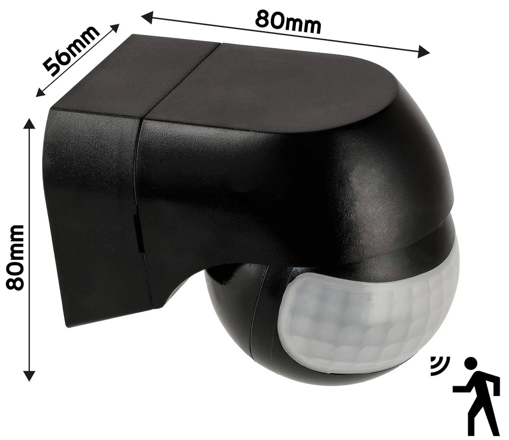 ECOLIGHT IP44 pohybový senzor čierny