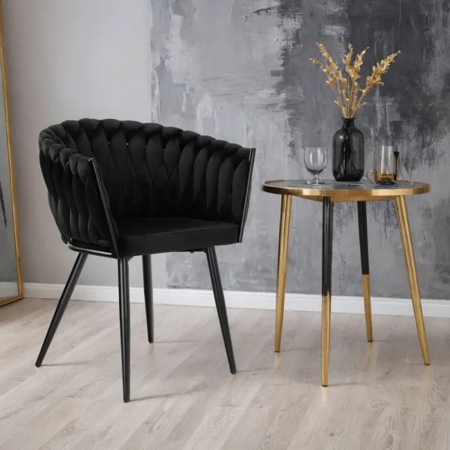 Jedálenská stolička COFTON zamatová, čierna