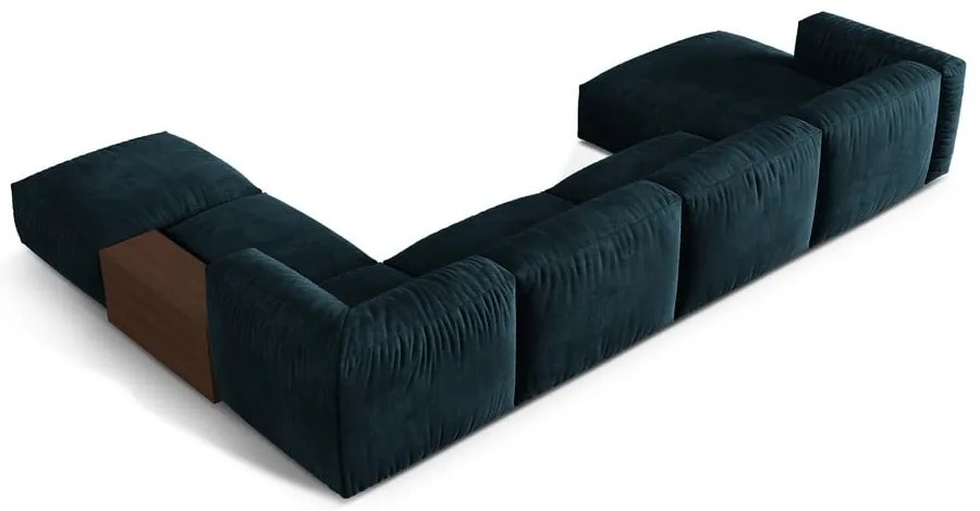 Tmavomodrá zamatová modulárna rohová pohovka (pravý roh/do tvaru "U") Martina – Micadoni