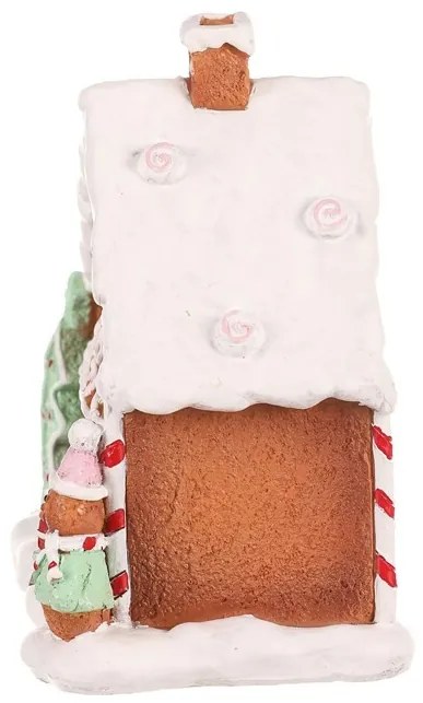 Vianočná dekorácia Domček perníkový zdobený, polyresin, LED