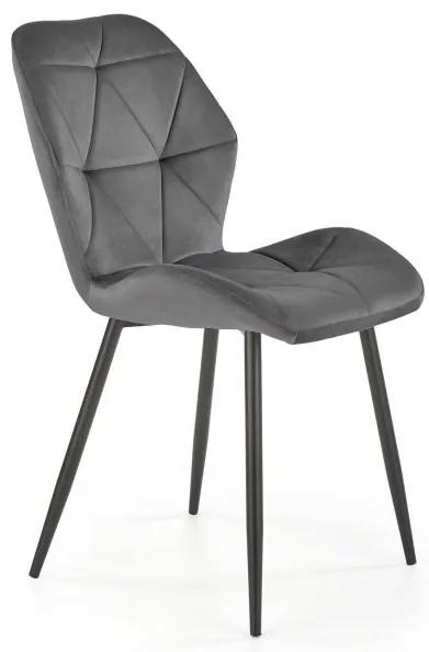 Jedálenská stolička K-453, čierna-sivá velvet