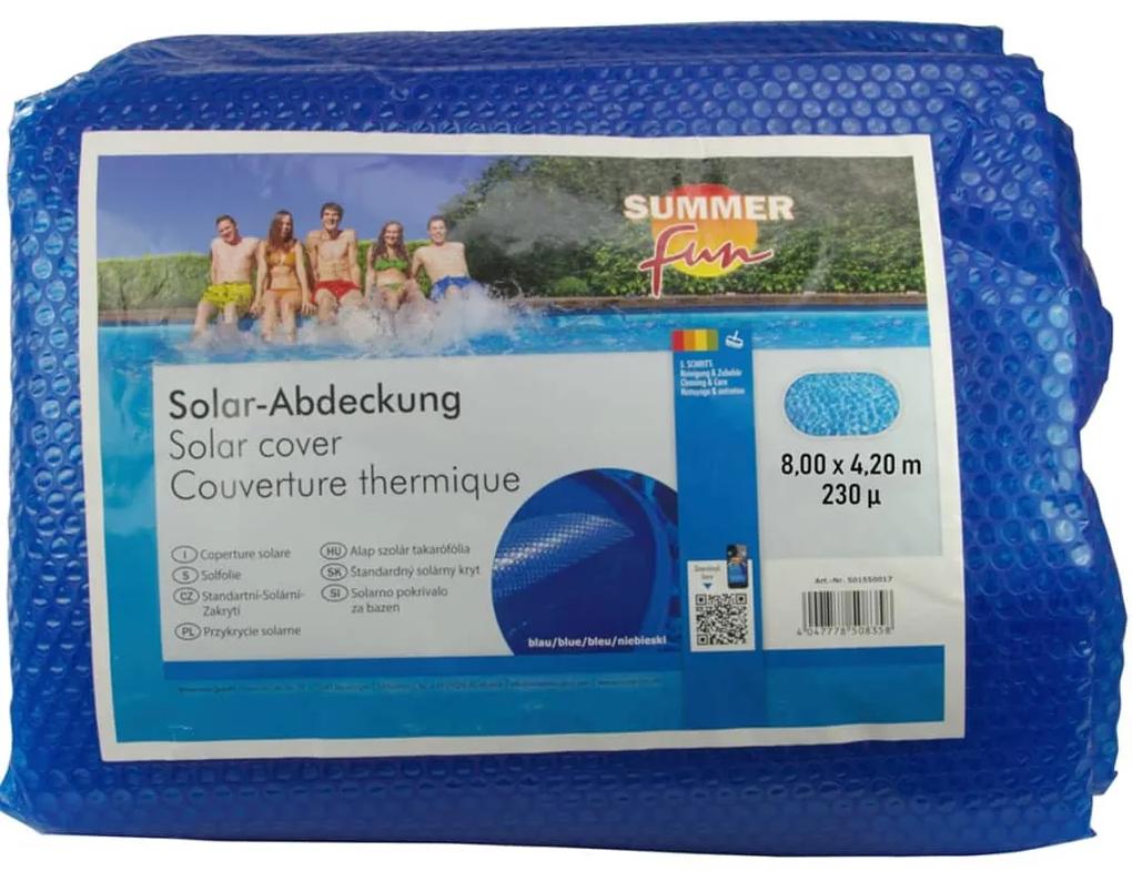 Summer Fun Letná solárna plachta na bazén, oválna 800x420cm, PE, modrá 428935
