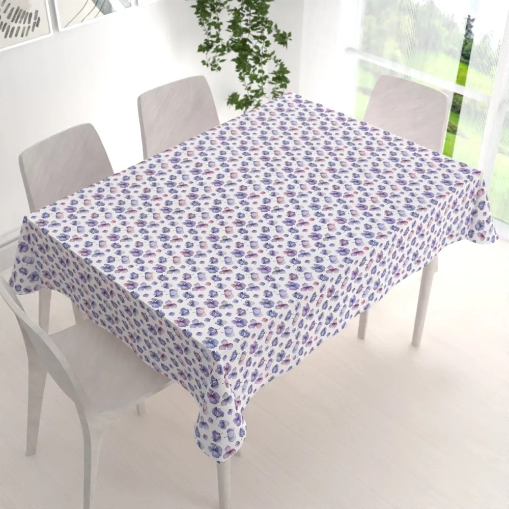 Biante Dekoračný obdĺžnikový obrus Porto PRT-024 Modré okvetné lístky na bielom 60x100 cm