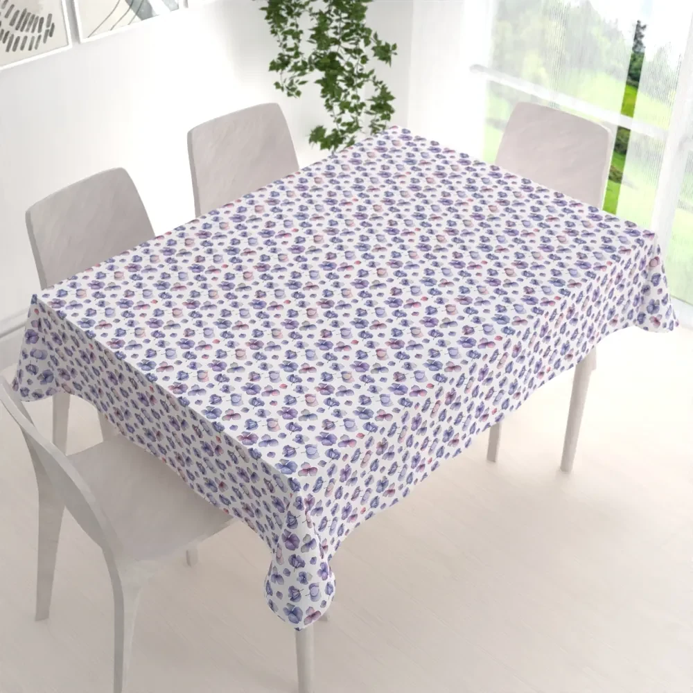 Biante Dekoračný obdĺžnikový obrus Porto PRT-024 Modré okvetné lístky na bielom 80x120 cm