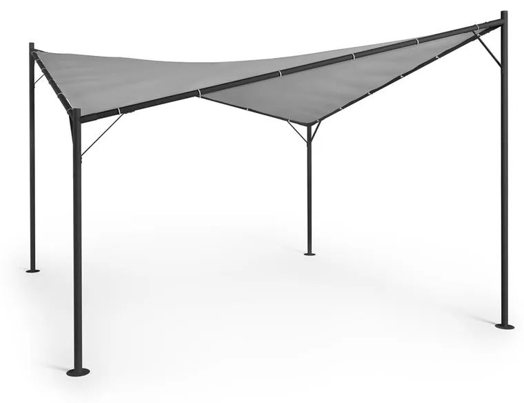 Sombra, pergola, kompletná sada, 4x4m, polyesterová strecha, sivá