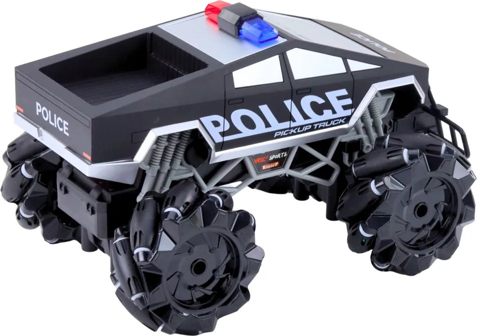 LEAN Toys Policajné terénne auto Pick-up na diaľkové ovládanie RC svetlá a dym 1:16