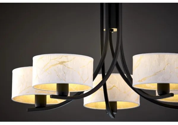 Jupiter 2104 - Luster na reťazi ARTHUR 5xE27/15W/230V biela/čierna/mramorový dekor