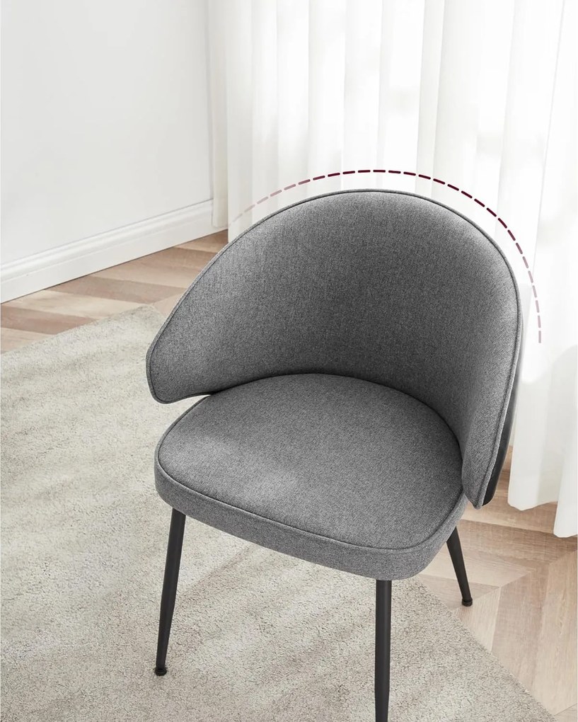 Jedálenské stoličky, sada 2 ks, kuchynské čalúnené stoličky, tmavosivé