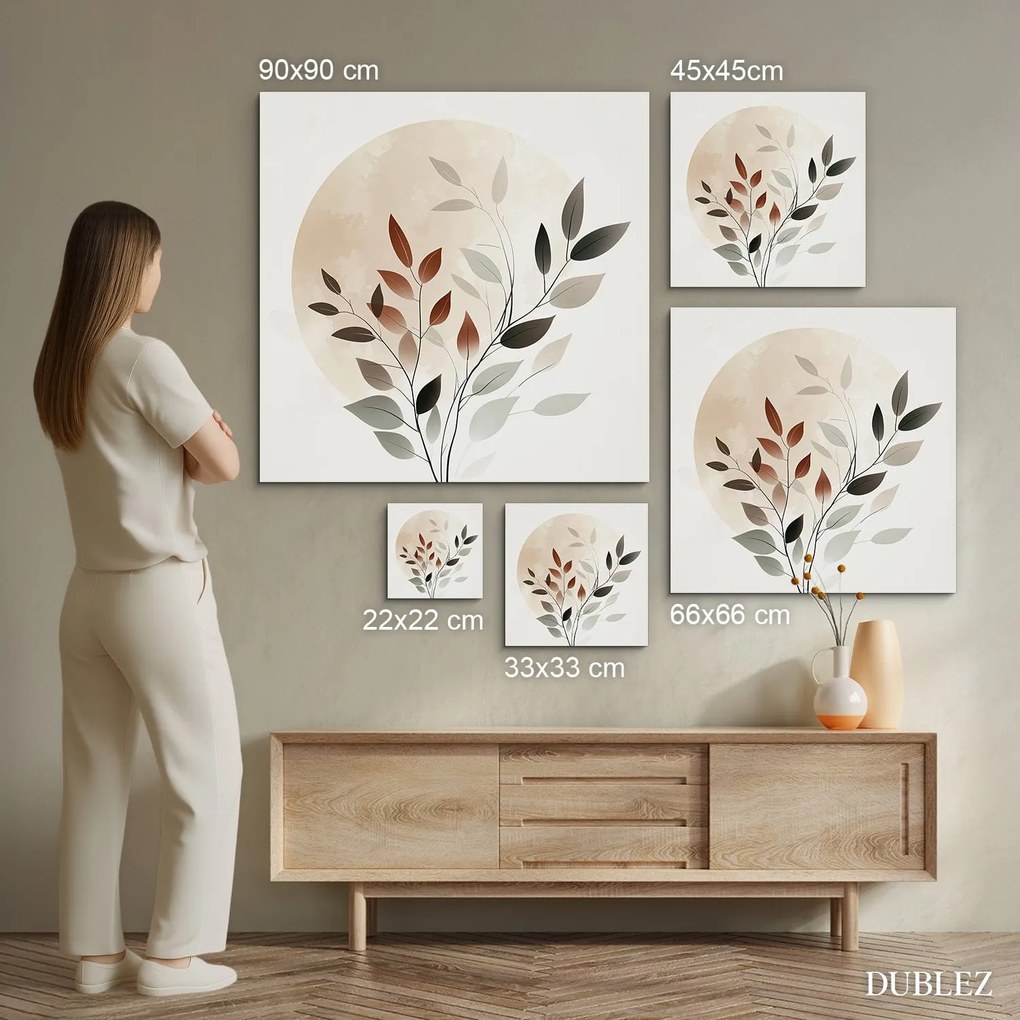 DUBLEZ | Drevený boho obraz - Lístky v kruhu