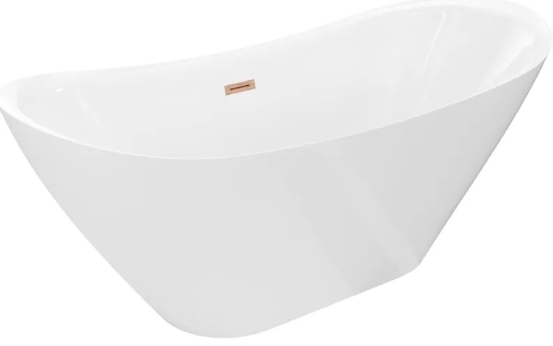 Mexen Lotos, voľne stojaca vaňa 180 x 75 cm, biela, medený matný prepad, 52051807700-65